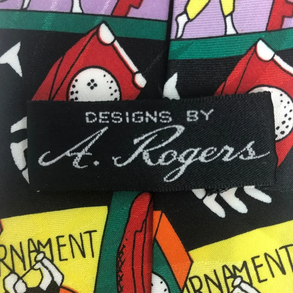 Black Cartoonish Golf Tie